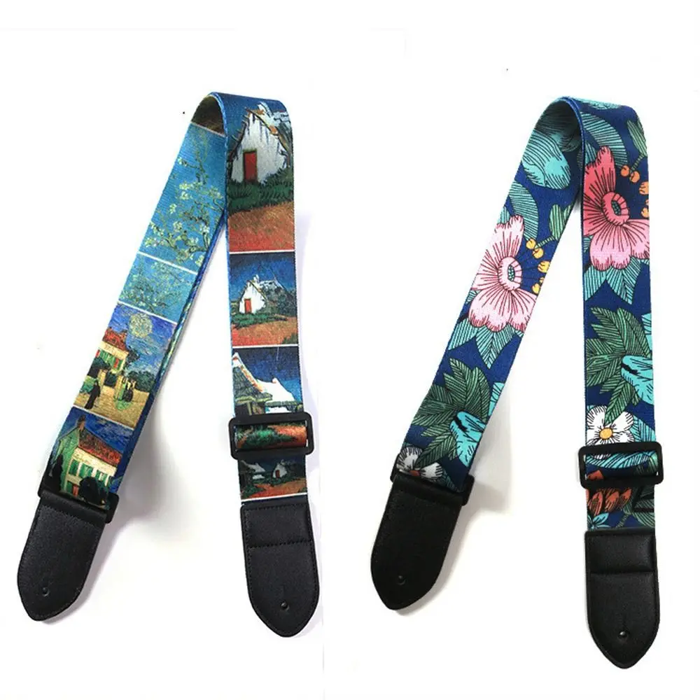 Correa de guitarra ajustable, cinturón de guitarra eléctrica Extra ancho para música, Hobby, correa de hombro para guitarra con estampado de Color bonito, bajo clásico