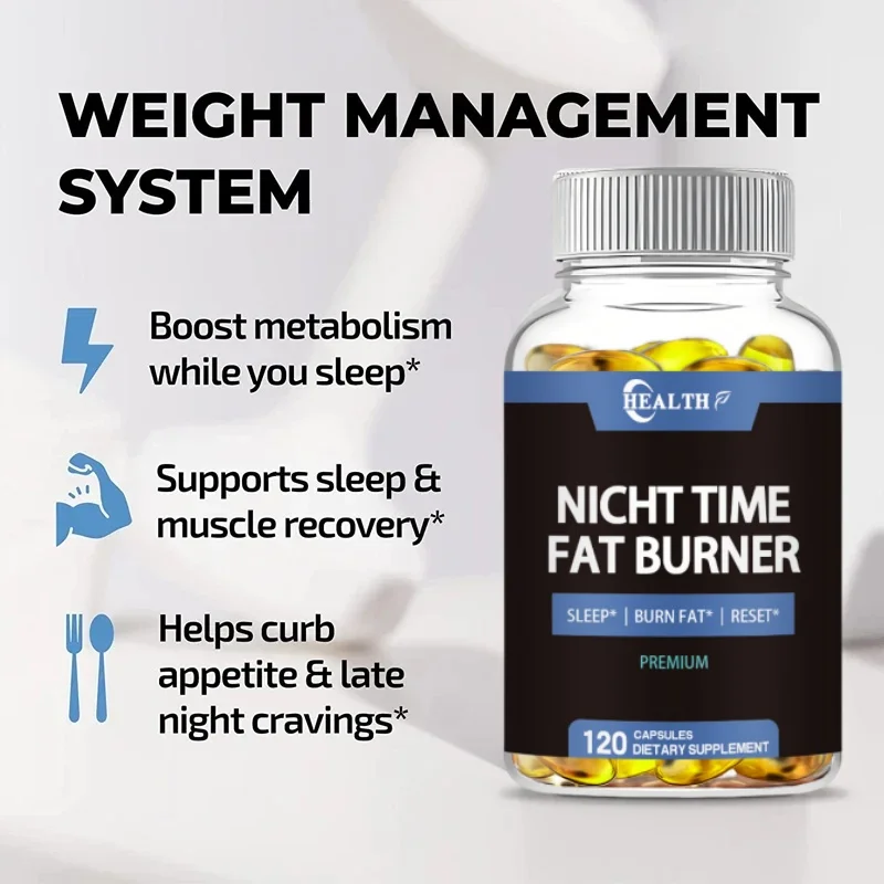 Night Fat Burner Capsules with Vit D3 Green Tea for Detox Intestinal