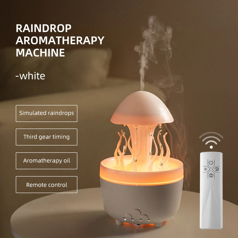 Remote Control Raindrop Air Humidifier Aromatherapy Diffuser Rotate Swing Jellyfish Lamp Electric Aroma Essential Oil Diffuser