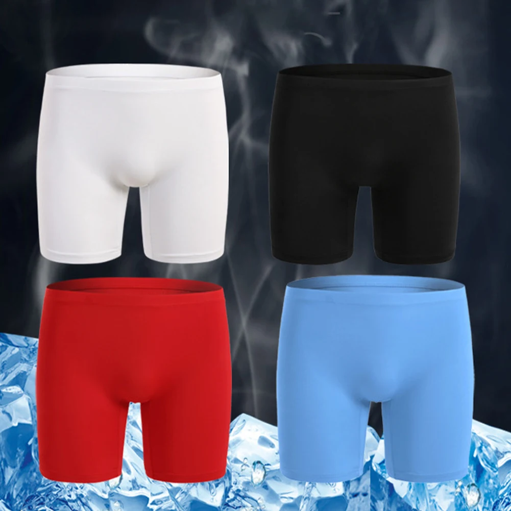

Long Leg Boxer Brief Sexy and Breathable Men's Ice Silk Long Leg Boxer Briefs Pouch Underwear Shorts Trunks Underpants