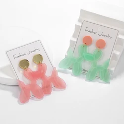 Acrylic Balloon Dog Earrings for Women Teen Girls Cute Colorful Small Animal Studs Dainty Birthday Statement Jewelry Gifts