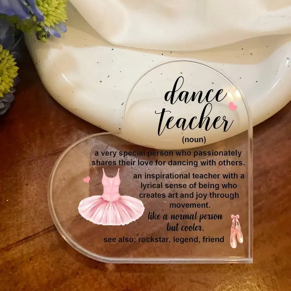 CIFBUY - Estatua de Bailarina de Ballet en Acrílico 2D, Base en Forma de Corazón, Decoración de Estudio, Regalo para Profesores, Arte de Pared para Interiores y Exteriores