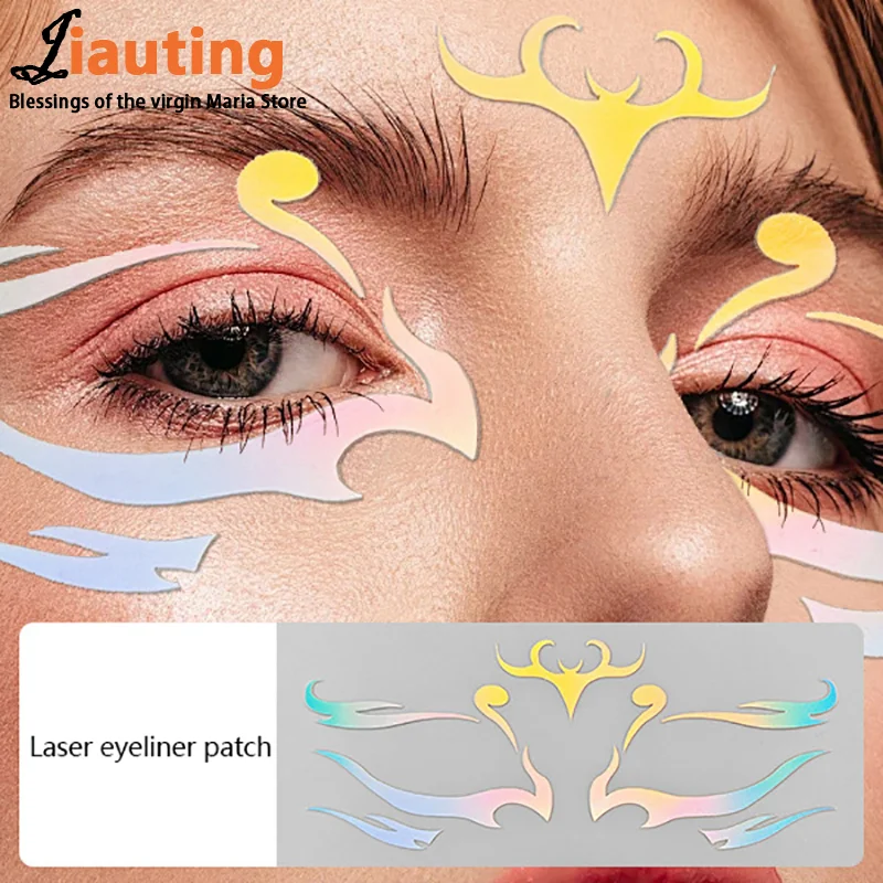 Colorful Eyes Makeup Stickers Laser Eye Eyeliner Eyebrows Face Art Sticker Decals Halloween New Year Festival Party Decorations