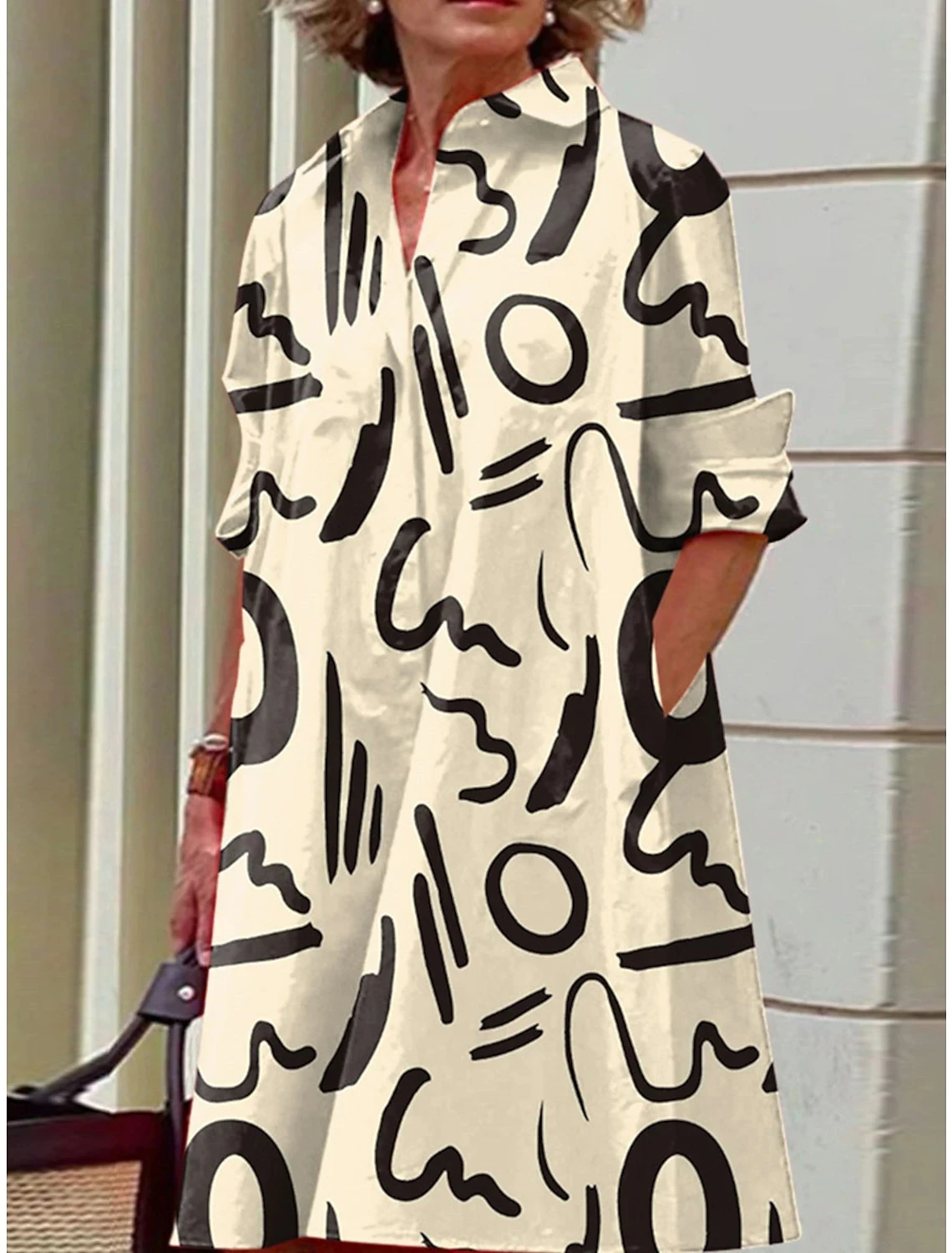 Vestido por encima de la rodilla para mujer, camisa con estampado de porcelana azul y blanca, corte ajustado, tela de alta calidad, moda informal,