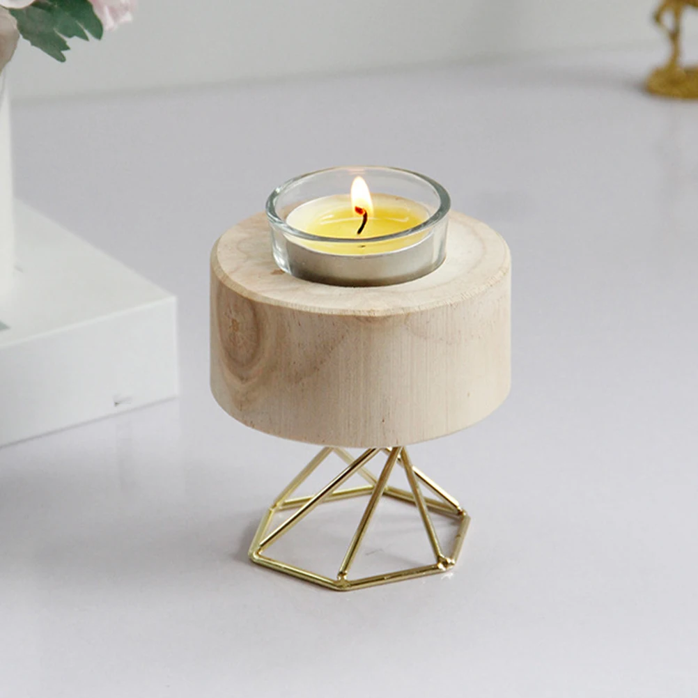 

Wooden Holder Stick Rustic Conical Candlesticks Home Decor Desktop Ornament Creative Table Stand