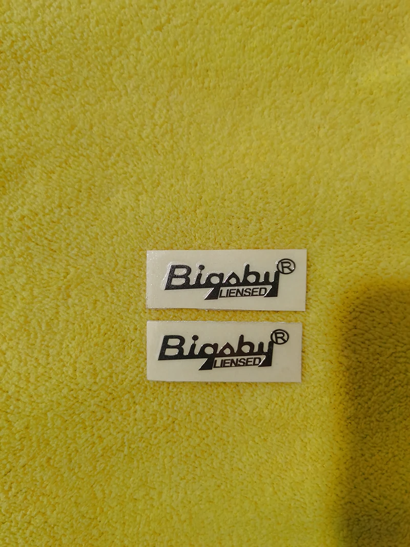 Two sets of gold BIGSBY LIENSED metal stickers, in stock, fast shipping