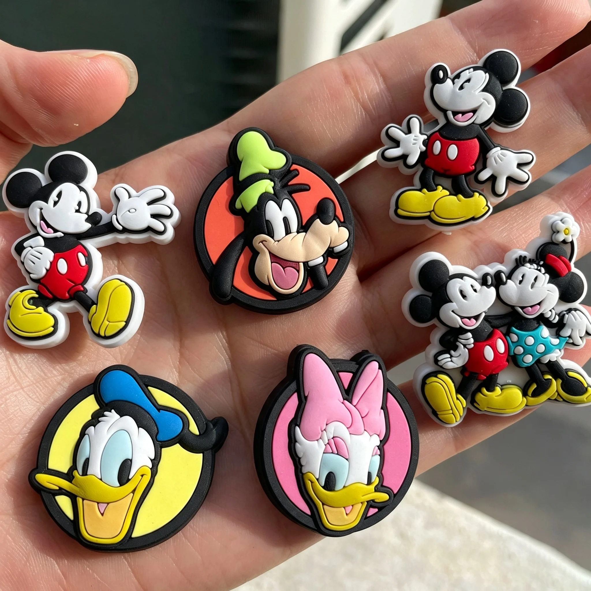 5/8/14Pcs Set Thickened Hi-Q Cute Mickey Minnie  Soft PVC Shoe Charms For Slides Sandals DIY Custom Accessories Shoe Hole Decor