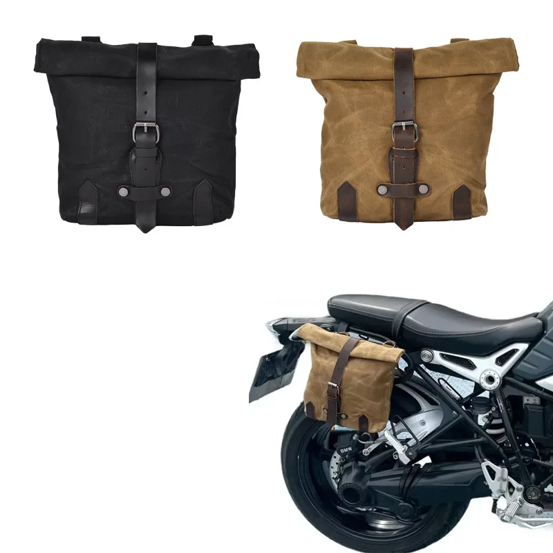 

Waterproof Motorcycle Backpack Vintage Saddlebags Canva Motorbike Side Bag Large Capacity Retro Motorcycle Saddle Bag