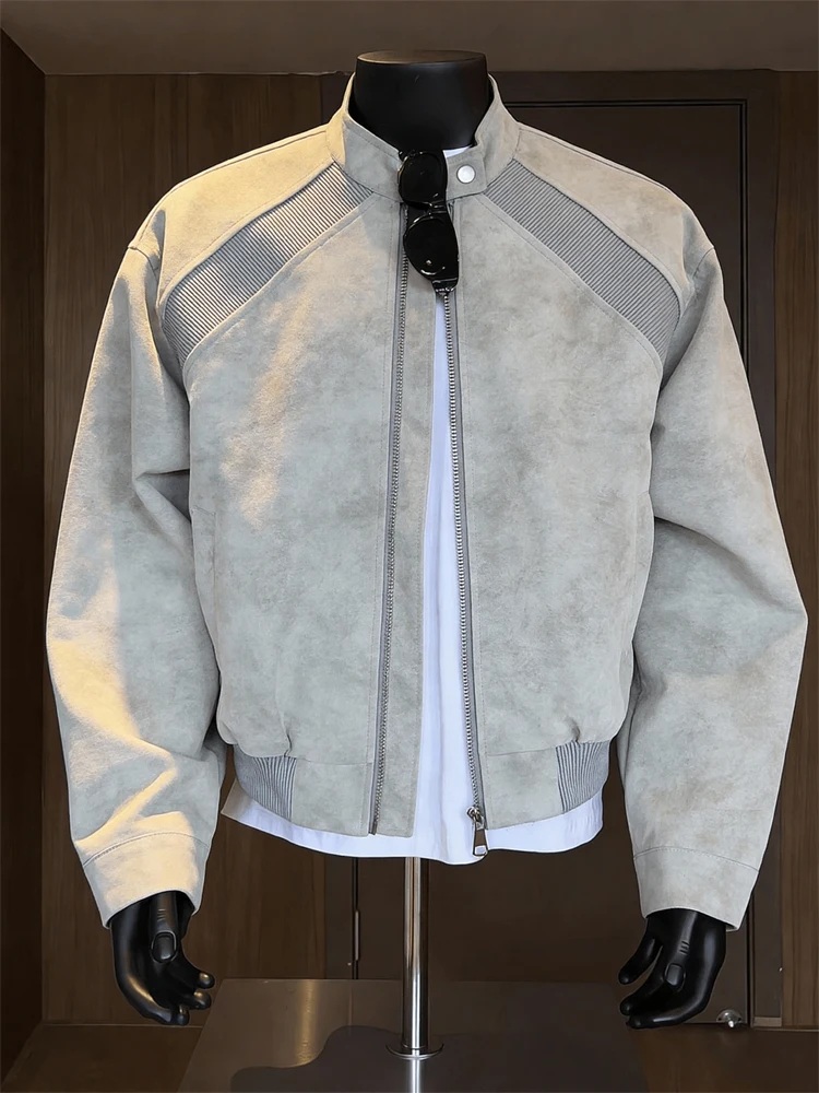 

Мужская весенняя куртка из замши в стиле пэчворк, модная брендовая мотоциклетная куртка в американском бейсбольном стиле, молодежная, стандартного кроя