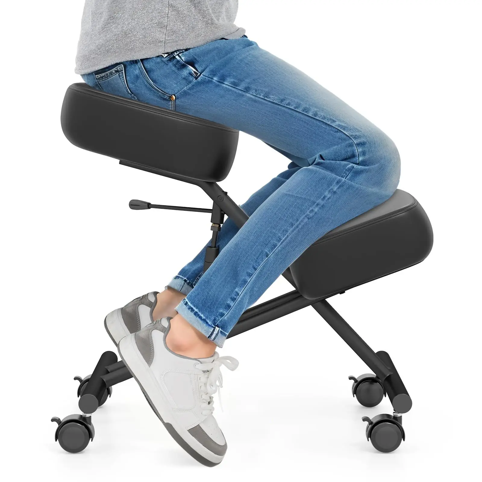 Ergonomic Kneeling Chair for Office, Knee Stool Chair w/Adjustable Height and Seat Angle to Relieve Pain, Posture Desk