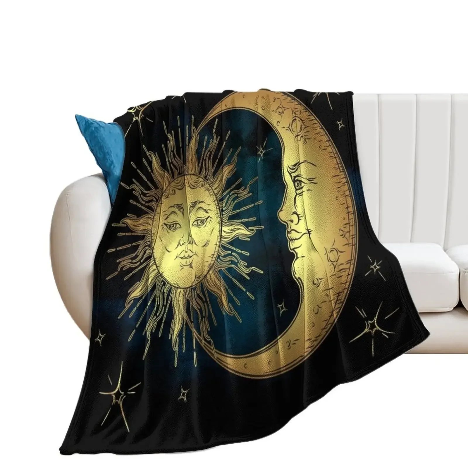 

The Sun, Moon and Stars Throw Blanket Camping Beach Loose Soft Beds Blankets