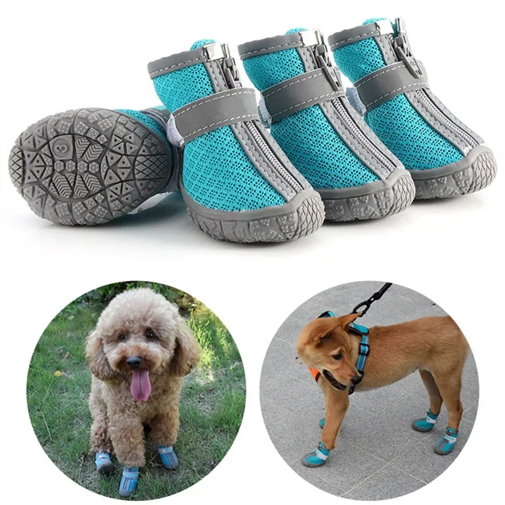 Dog Shoes Mesh Breathable Dog Boots Paw Protector for Small Dog Pavement Winter Snowy Anti Slip Summer Hot Pet Paw Accessories