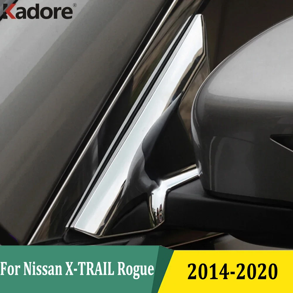 For Nissan X-Trail Rogue 2014 2015 2016 2017 2018 2019 2020 Chrome Front Window Triangle Cover Trim Window A Pillar Car Styling