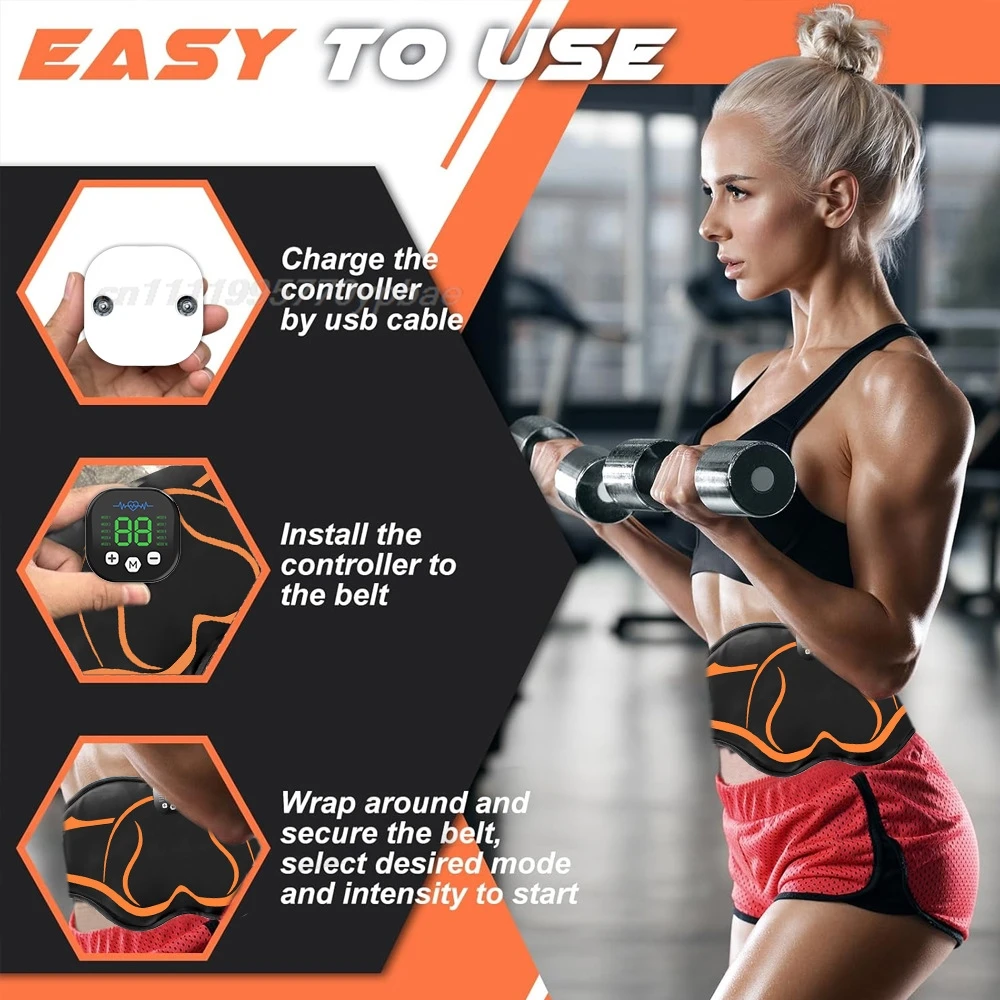 EMS Abdominal Belt Muscle Stimulator Waist Trainer For Men Women Fitness Body Shaping Weight Loss Gym Workout Equipment view 4