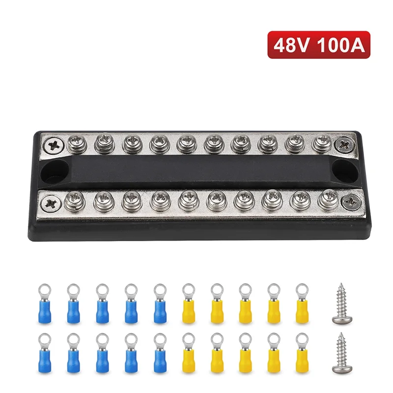 A58X-Battery Bus Bar 100A كتلة توزيع الطاقة مع أطراف إيجابية وسلبية للمركبات الترفيهية والقارب والشاحنة #4