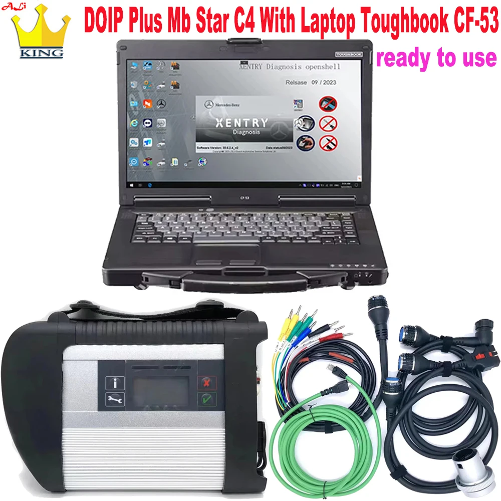 

DOIP MB Star C4 sd подключается Compact 4 с HHT-WIN полным программным обеспечением мультиплексор c4 с ноутбуком Диагностический инструмент CF-53