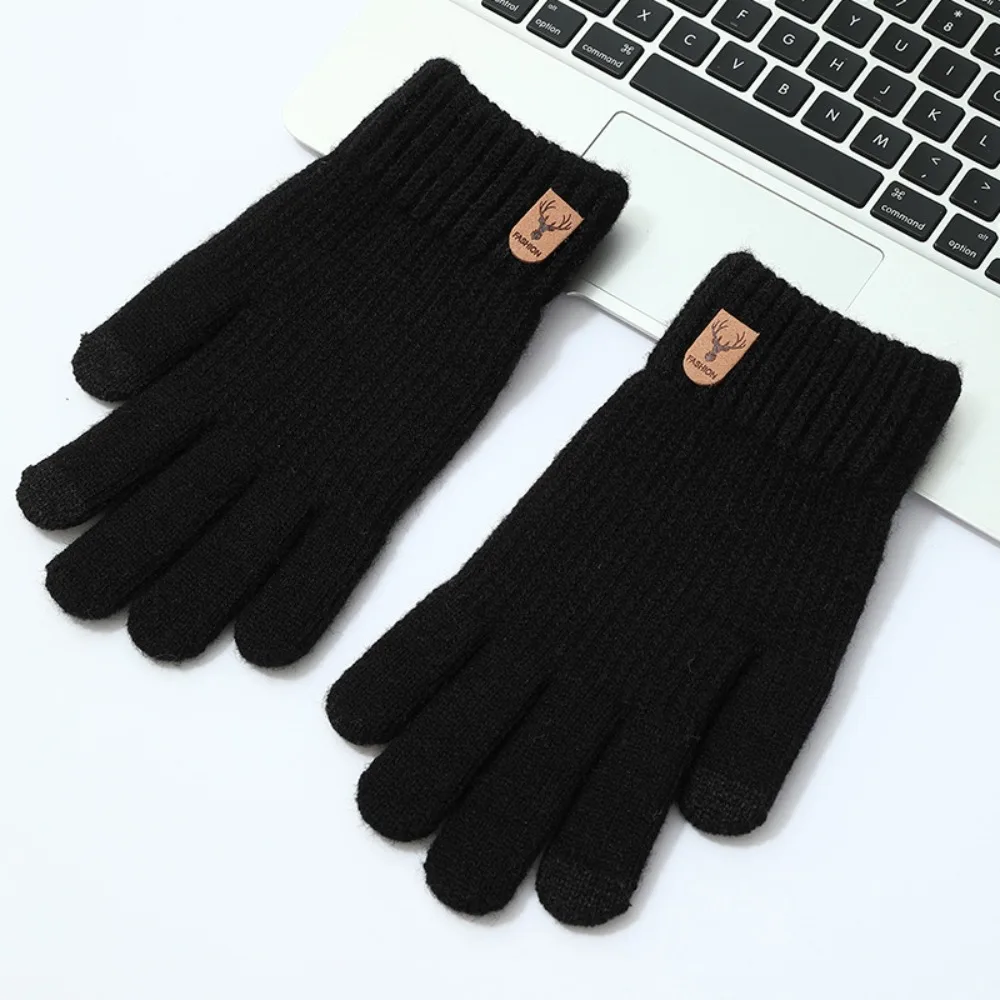 

Gift Soft Knitted Gloves Thick Windproof Winter Gloves Touch Screen Warm Men Mittens Cycling