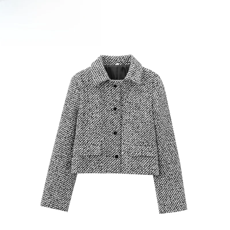 

ZAB Autumn New Women's Faion Bead Texture Design Coat Sli Windproof ort Outerwear Polyester Fiber Collar Jaet