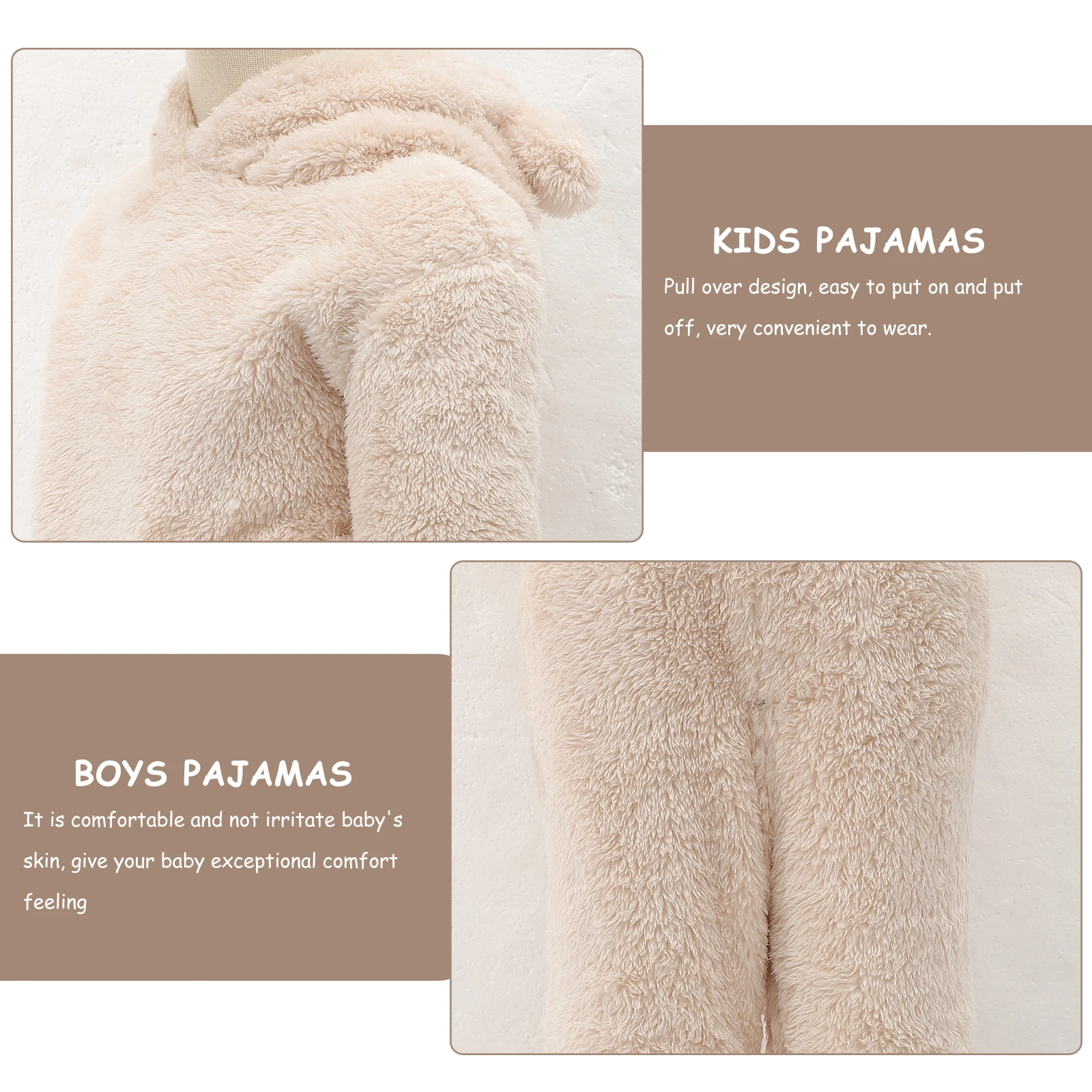 

1Set Coral Fleece Kids Pajamas Easy Warm Sleepwear Boys Girls Winter Loungewear Soft Comfortable