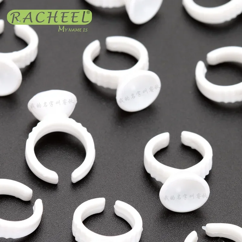 50Pcs Disposable Eyelash Extension Glue Rings Adhesive Holders Eye Lashes Pallet False Lash Extension Supplies