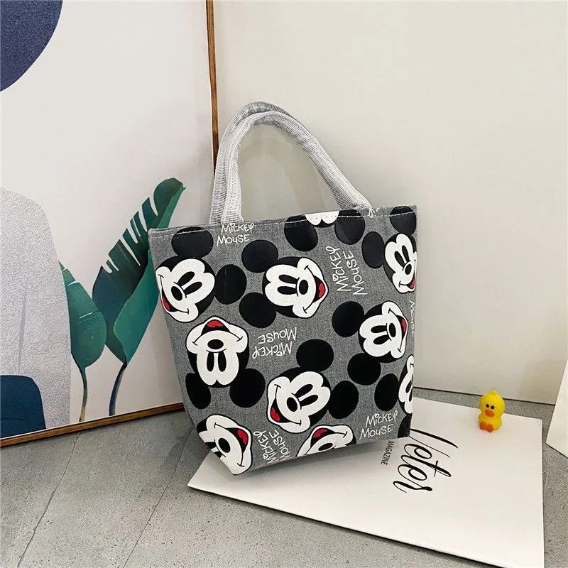 Disney Mickey Mouse Tote Canvas Bag Students Shoulder Bag Cartoon Handbags Anime Crossbody Bags Women Portable Shopping Bag Gift