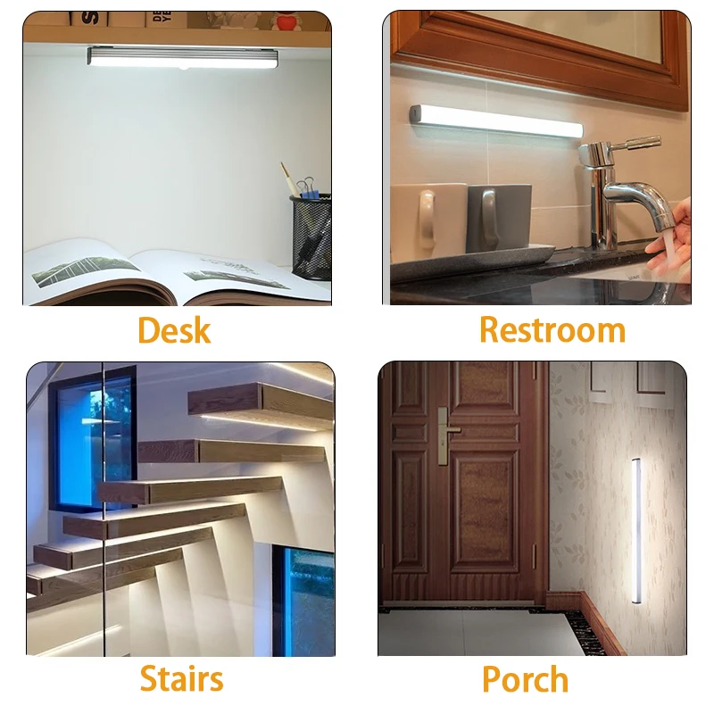 LED Motion Sensor Light Wireless LED Night Light Type C Rechargeable Light Cabinet Wardrobe Lamp Staircase Backlight For Kitchen 썸네일 6