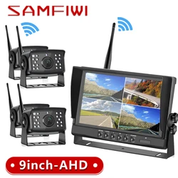 AHD 9 inch Wireless Car Monitor 4ch Quad DVR Dash Monitors Display IPS Screen Video Recorder Truck Wifi Backup Vehicle Camera