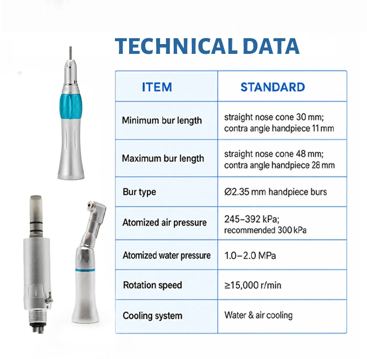 Direkt vom Hersteller: Dental-Hochgeschwindigkeits-Handstück mit LED-Turbine, E-Generator und Druckknopf mit Luftturbine-Kartusche 2/4-Loch – Detail 6