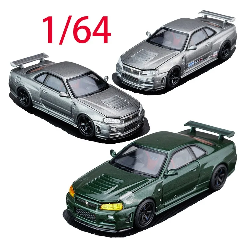 

MH Diecast 1/64 Scale Nissan Alloy Car Model Nissan GTR NISMO R34 CRS VER Play Vehicles Toys for Boys Original Box