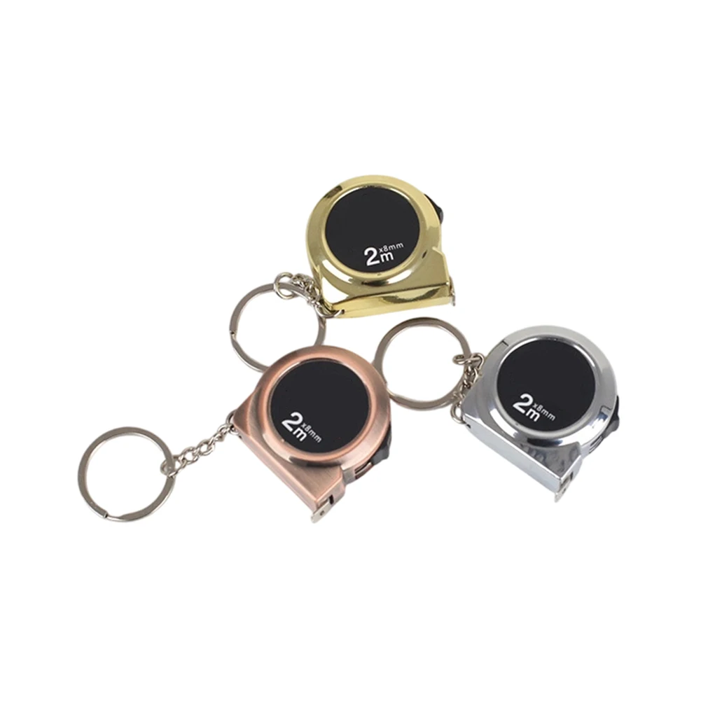 Compact Keychain Tape Measure 2m Retractable for Home Office Outdoor Use ABS Housing Steel Tape Smooth Retraction