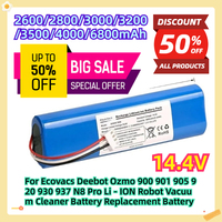 For Ecovacs Deebot Ozmo 900 901 905 920 930 937 N8 Pro Li - ION Robot Vacuum Cleaner Battery Replacement Battery 14.4Av 6800mAh