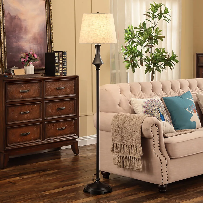 American country retro floor lamp, decorative lamp next to the sofa in the living room