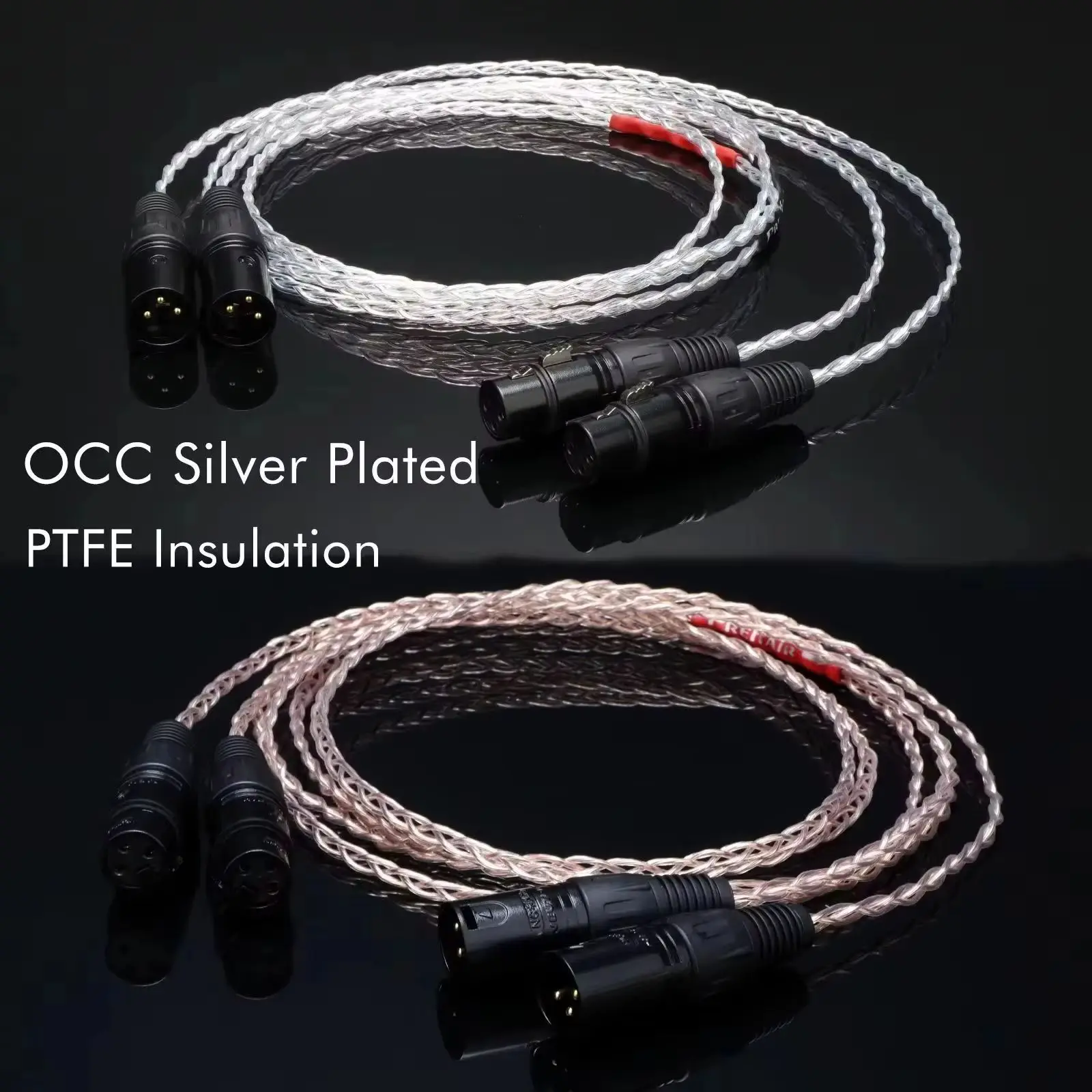 Pair 3AG OCC Sliver Plated RCA Cable xlr balanced cable 3CU signal rca cable Xlr digital cable with PTFE insulation