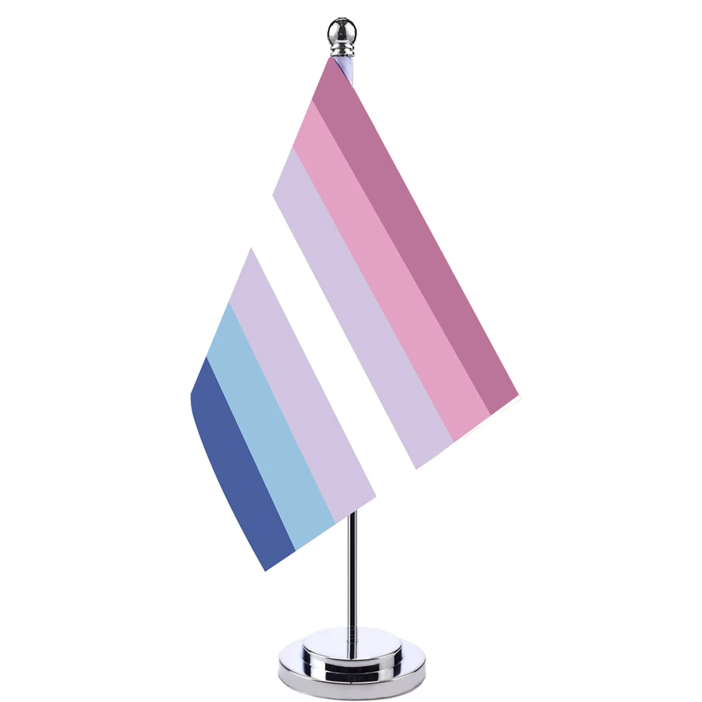 

14x21cm Office Desk Small Banner Bigender Meet Meeting Room Boardroom Table Hanging LGBT Rainbow Flags