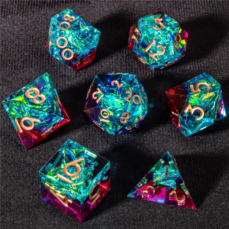 

KERWELLSI DND Resin Sharp Edge Dice Set, Polyhedral D&D Dice Set for Dungeon and Dragon Dice, RPG Role Playing Game D and D Dice