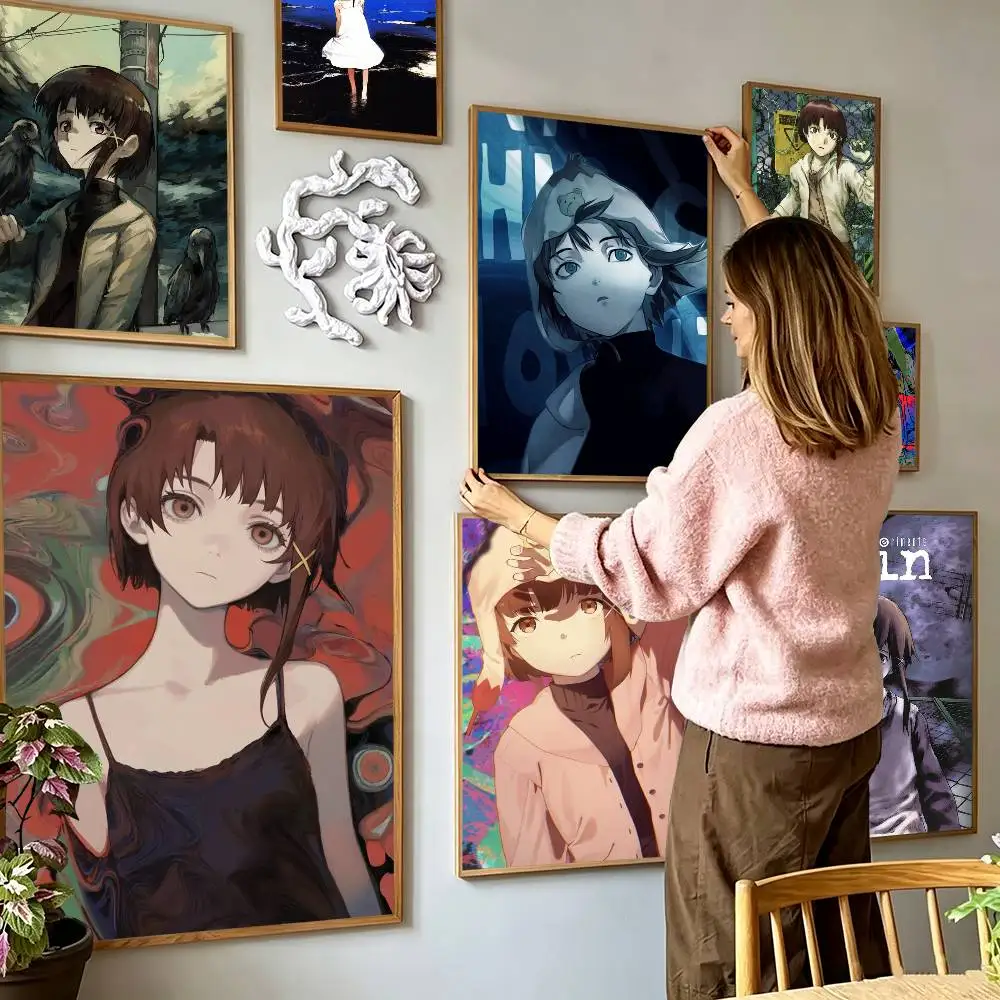 S-Serial Experiments Lain Iwakura  Poster Waterproof Wall Art Sticker For Bar Living Room Vintage Decor High Quality Print Gift