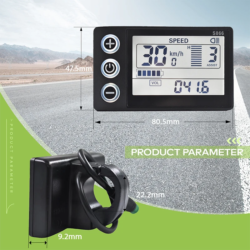 S866 Elektrische Fahrrad Display Digital Kabel Ebike Smart Fahrrad Computer Fahrrad Tacho Wasserdicht Straße Mtb Radfahren Kilometerzähler – Detail 4
