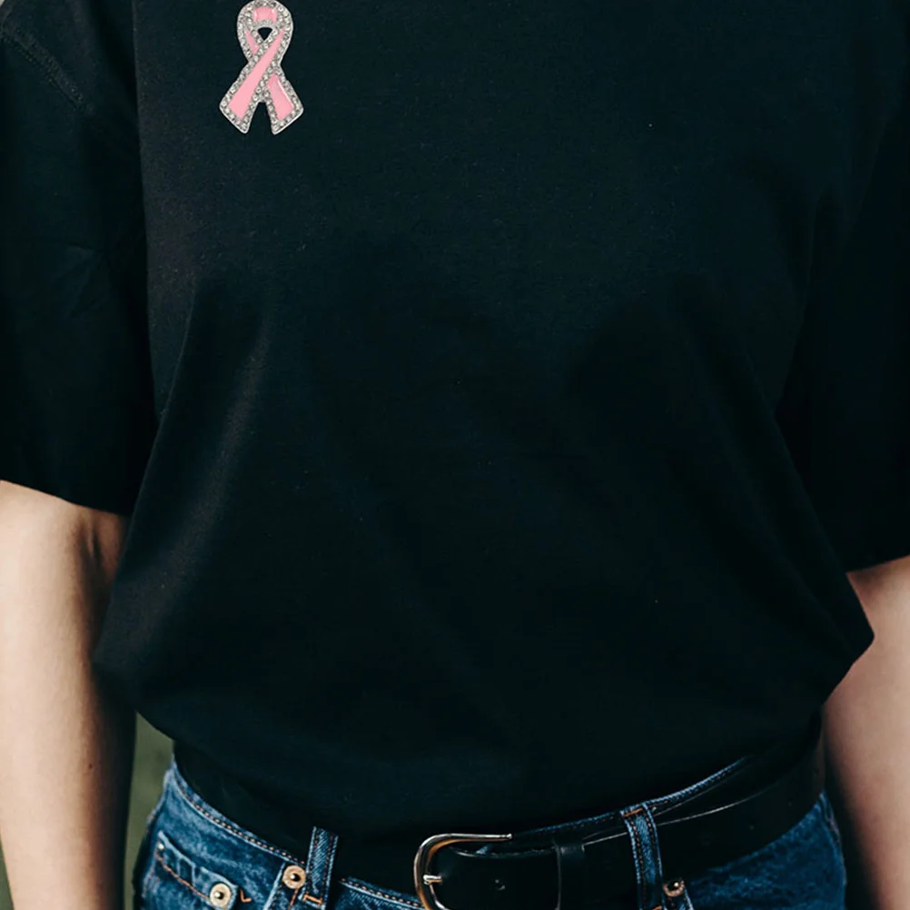 

4pcs Cancer Awareness Lapel Pin Ribbon Breastpin Alloy Brooch Badge Stylish Breast Cancer Alert Women Accessories Party Brooch