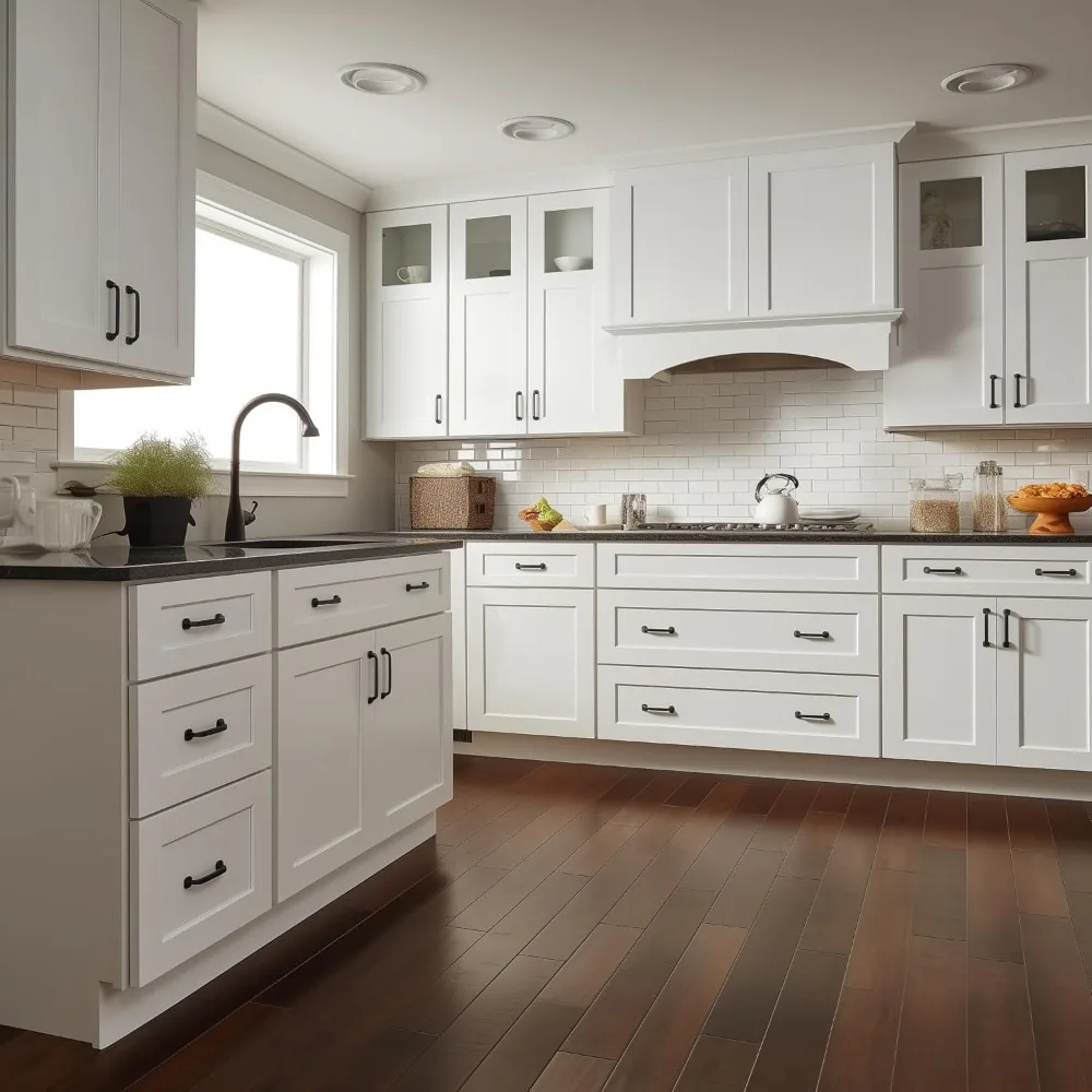 خزانة بأدراج بقاعدة Shaker RTA، 3 أدراج من الخشب الصلب للمطبخ (أبيض، عرض 30 بوصة × عمق 24 بوصة × ارتفاع 34-1/2 بوصة)