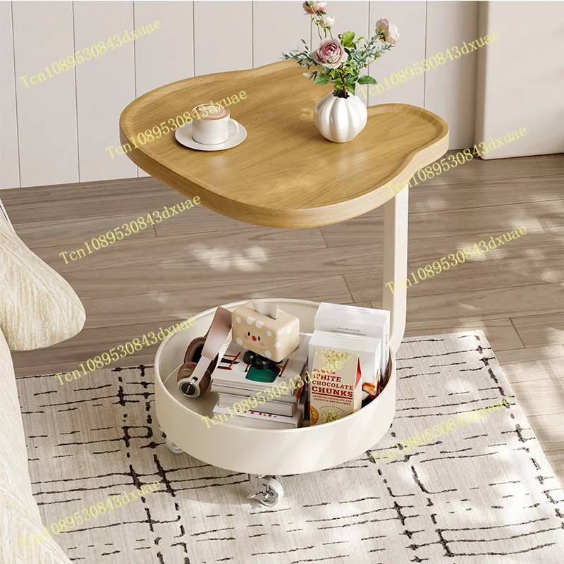 Movable Creative Cart: Sofa Side Table, Shelf & Coffee Table in One, Luxury Living Room Accent