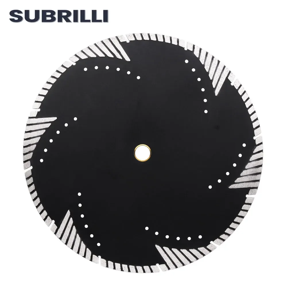SUBRILLI 14Inch Diamond Turbo Saw Blades With Slant Protection Teeth 350mm Diamond Cutter for Granite Marble Cutting Disc
