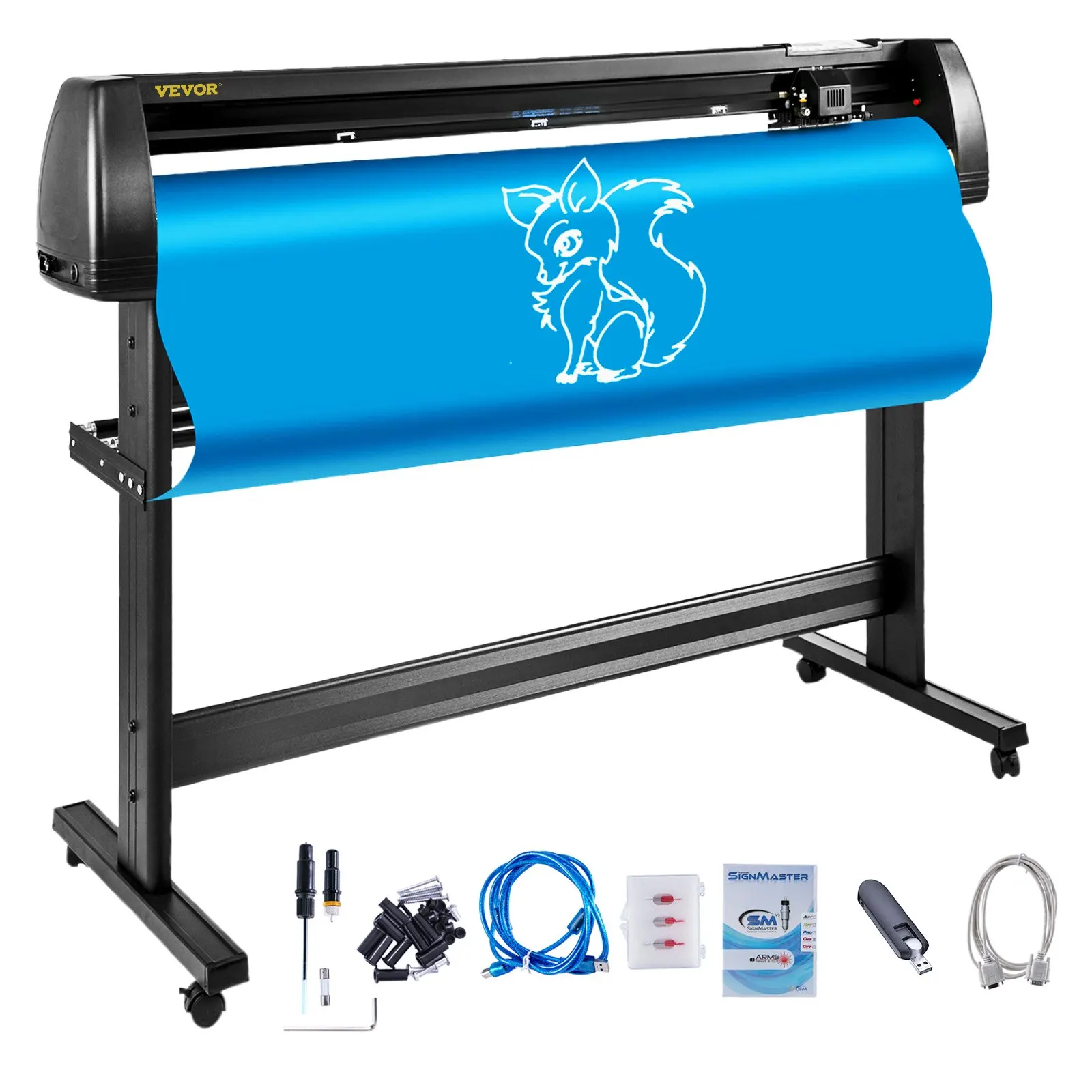 

Vinyl Cutter Plotter Machine, 53" Signmaster Software Sign Making Machine, 1350mm Paper Feed Vinyl Cutter Plotter With Stand