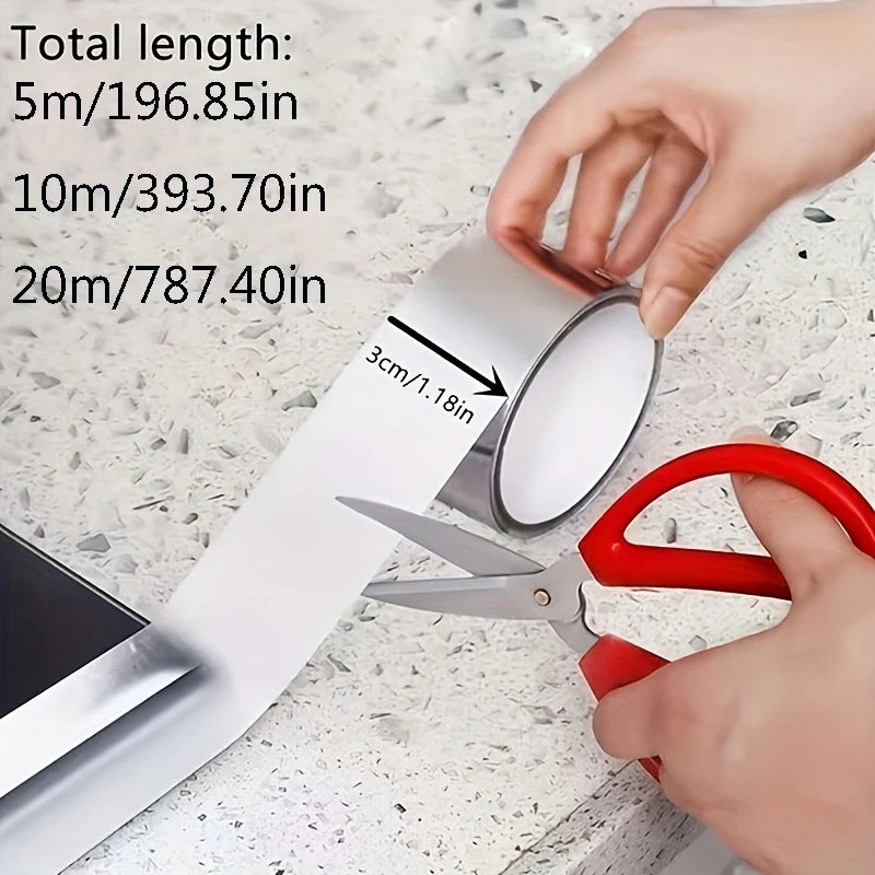 Sink Waterproof Sticker Anti-mold Tape Countertop Toilet Gap Heat Insulation Aluminum Foil Tape Bathroom Kitchen Accessories