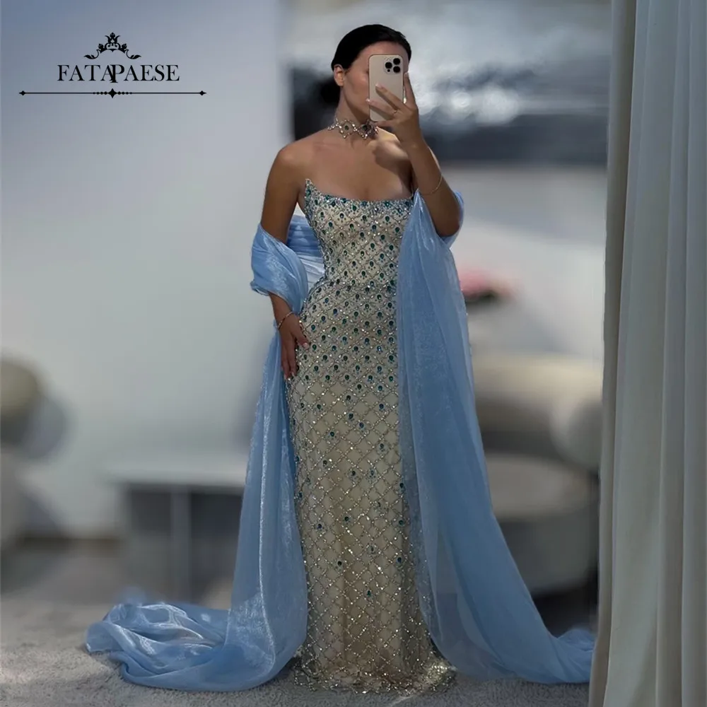 

Вечерние платья FATAPAESE с индивидуальным дизайном, блестящими стразами и кристаллами, атласная накидка, стразы, платье для выпускного вечера/вечеринки