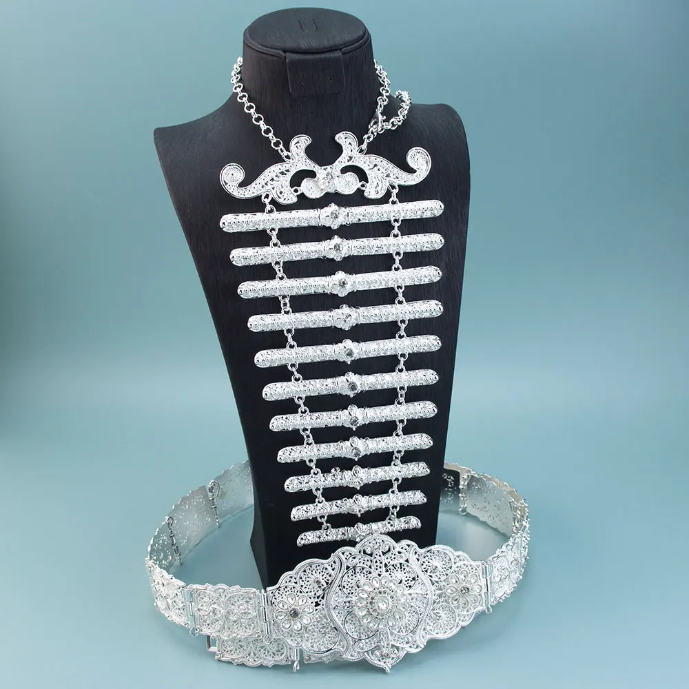 التقليدية Türkiye القوقاز حزام الزفاف مجموعة مجوهرات الزفاف الرقص اكسسوارات خمر المعادن النقش نمط حزام قلادة #4