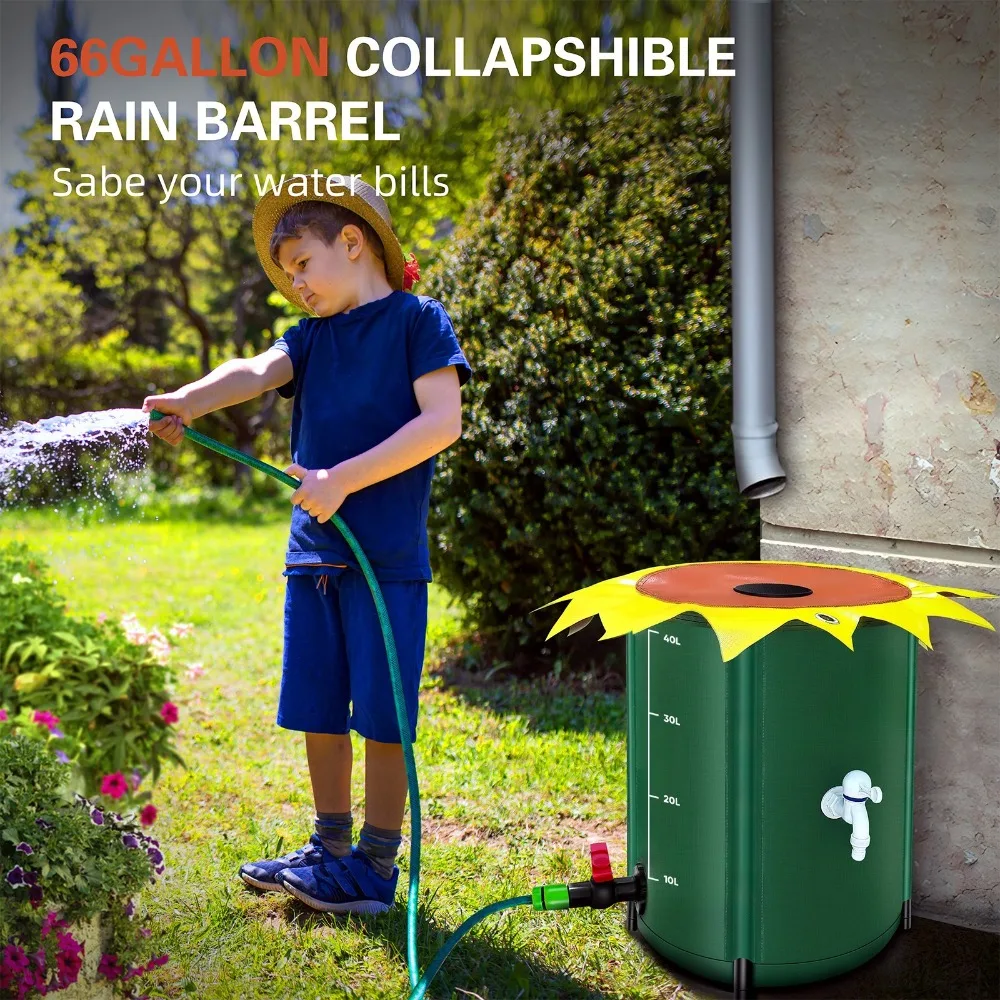 

Large Capacity 50-1000L Collapsible PVC Rain Barrel, Rain Collection System Water Storage Tank with Spigots