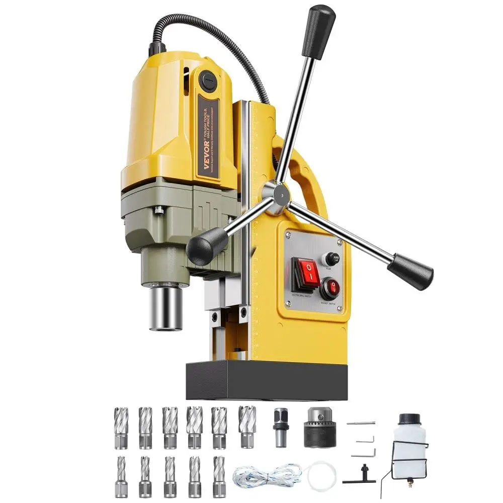 

Magnetic Drill Press 1400W 2810 lbf 1.6 inch Boring Diameter 11 Bits