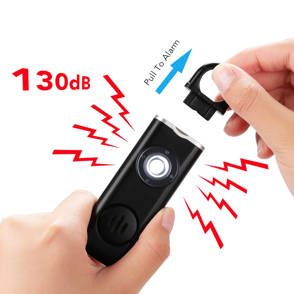 Awapow Personal Defense Alarm 130dB With LED Light Rechargeable Self Defense Woman Safety Alarm Key Chain Emergency Anti-Attack