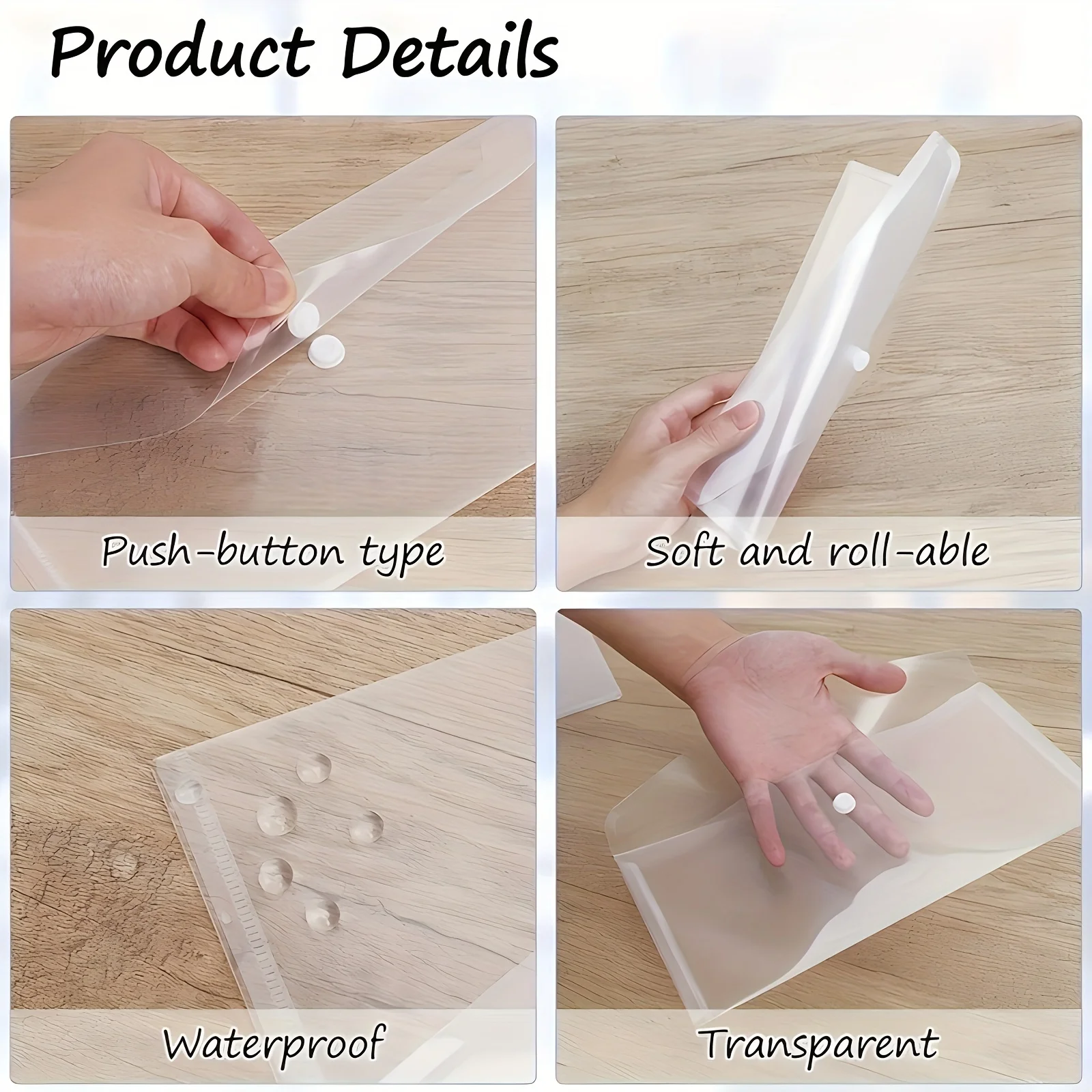 33Pcs Thickened Passport And ID Document Holder, Simple Receipt Organizer, Transparent Snap Button Bag, Stationery Sorting Bag