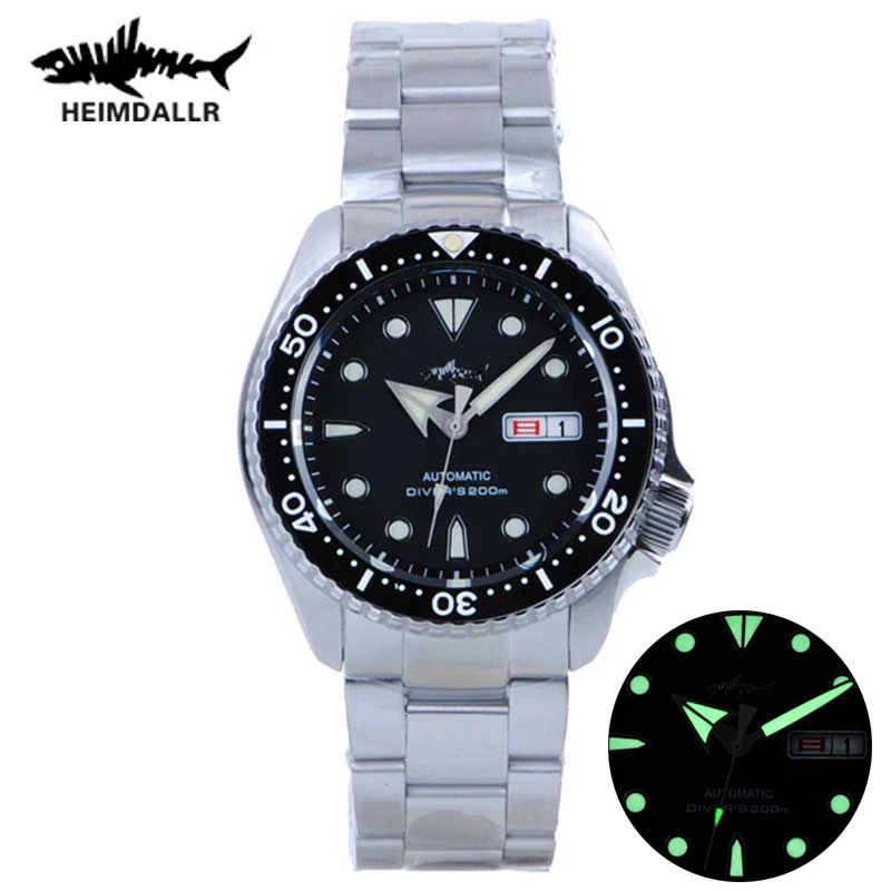 HEIMDALLR Sharkey SKX007 Men\'s Dive Watch Sapphire Crystal C3 Luminous 200M Waterproof Diver NH36 Automatic Mechanical Watches